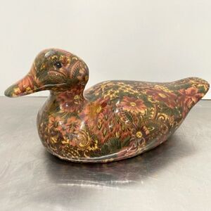 Patricia REACH floral decoupage duck 1994 Enesco Corporation 11" by 5.5" by 5.5"